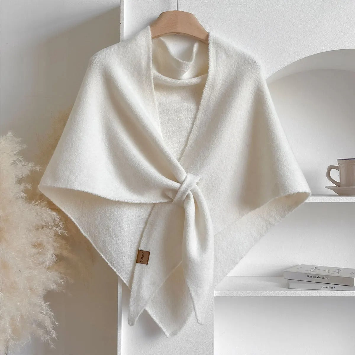 KROHN-E Damen Herbst-Schal weiche Textur beige vielseitig