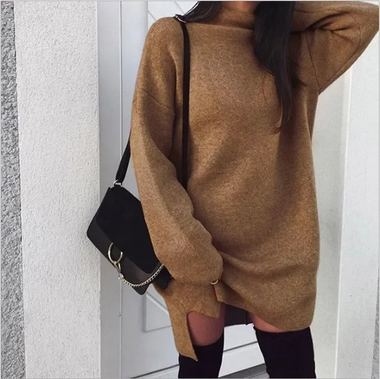 Krohn-e | Übergroßes Rollkragen Strickkleid