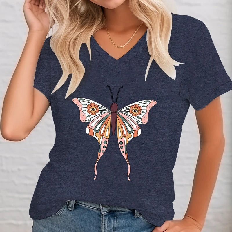 Allice Shirt mit V-Ausschnitt und Druck