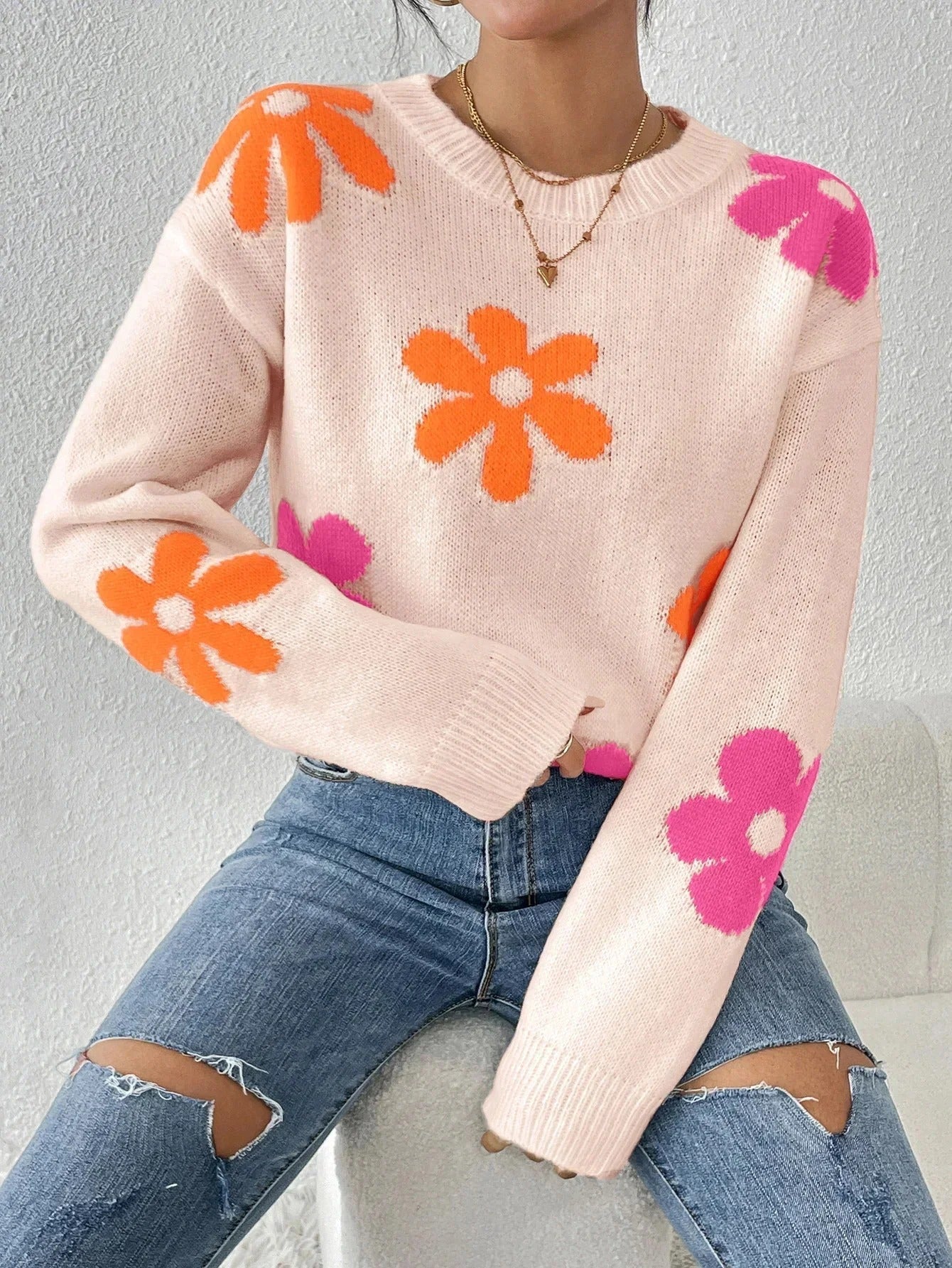 Krohn-e | Strickpullover mit Floralem Druck
