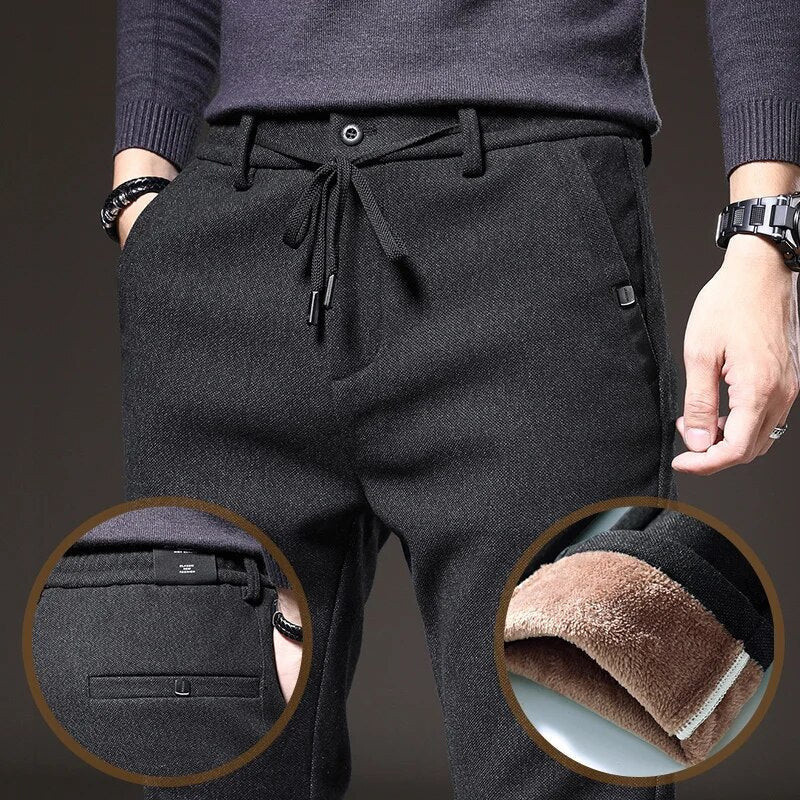 Krohn-e | Männer Winter Fleece Warme Casual Hosen