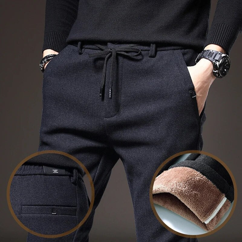 Krohn-e | Männer Winter Fleece Warme Casual Hosen