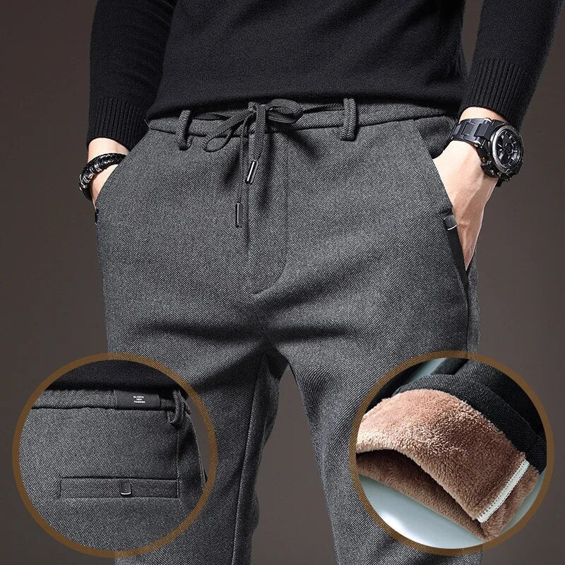 Krohn-e | Männer Winter Fleece Warme Casual Hosen