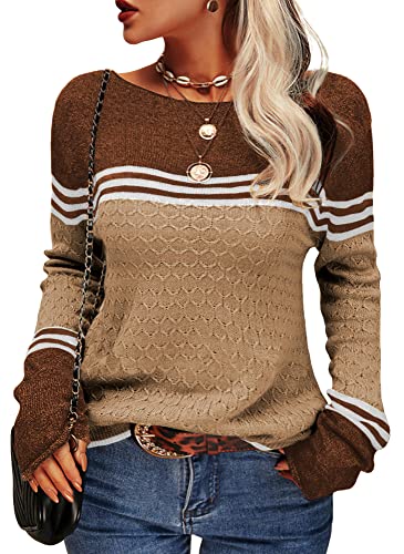 Cooler gestreifter Damen-Strickpullover