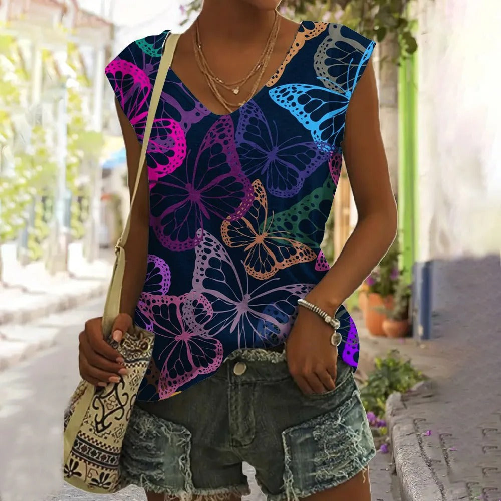 Josephine: Blusentop mit Schmetterling-Muster