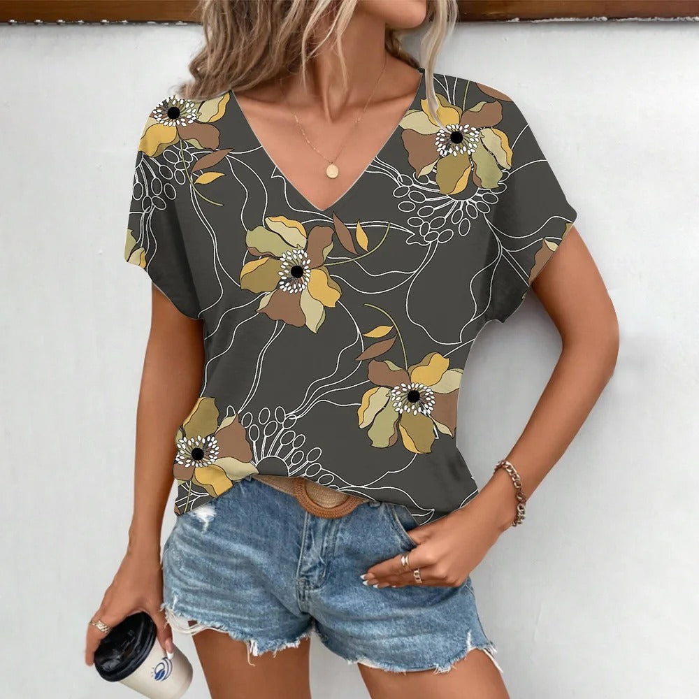 Elegantes Audrey Kurzarm-Shirt mit V-Ausschnitt