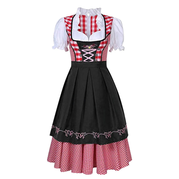 Kurzarmbiges Dirndl mit Karomuster für das Oktoberfest