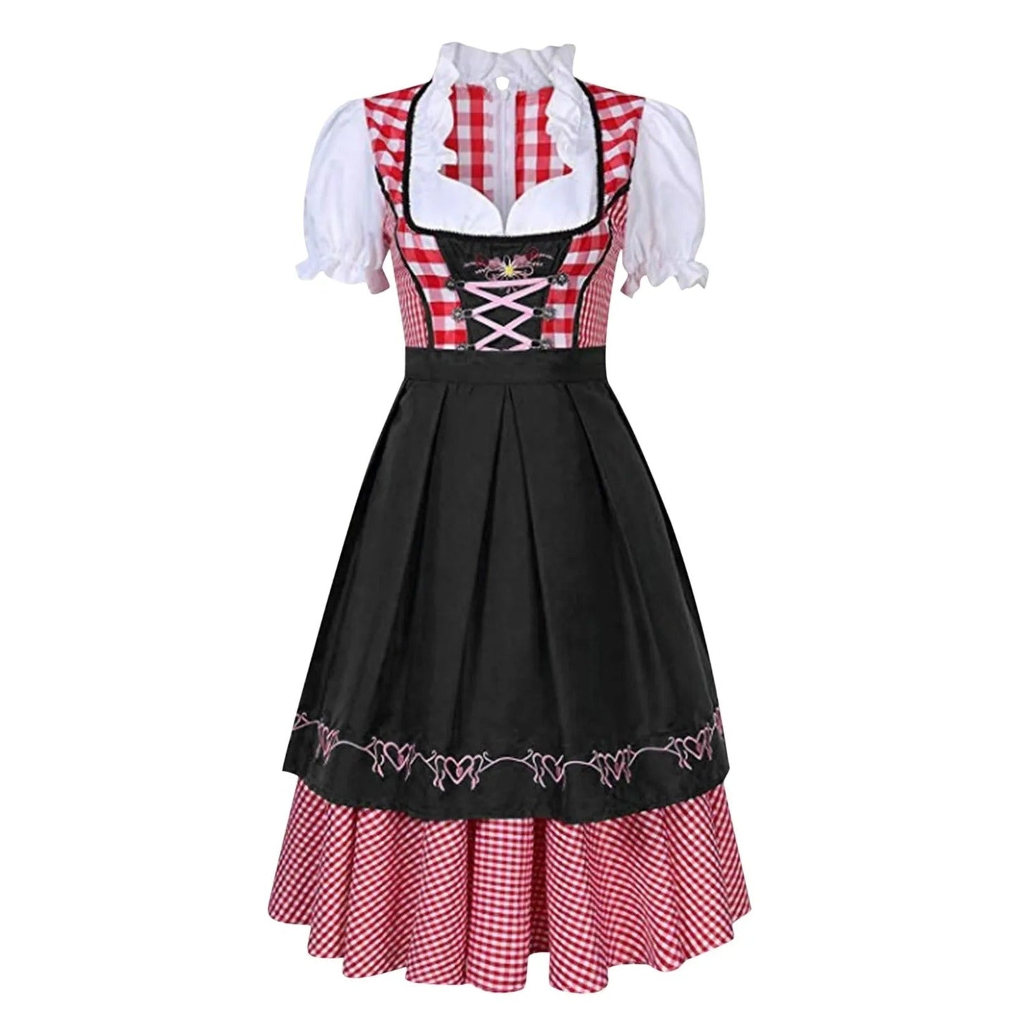 Kurzärmiges Dirndl mit Karomuster für das Oktoberfest
