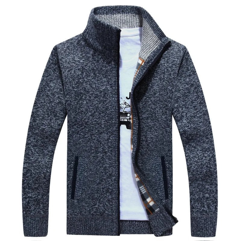 Krohn-e | Strickjacke mit Karofutter Wollmischung Warm und Stilvoll