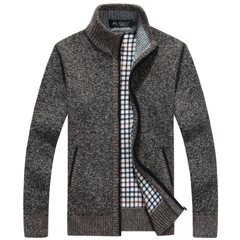 Krohn-e | Strickjacke mit Karofutter Wollmischung Warm und Stilvoll