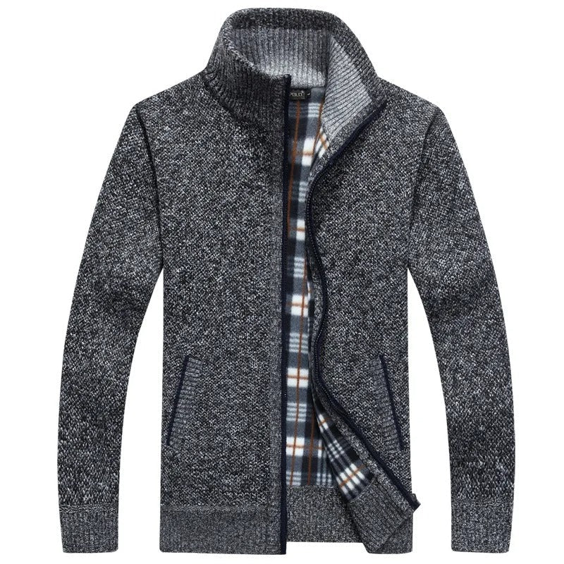 Krohn-e | Strickjacke mit Karofutter Wollmischung Warm und Stilvoll