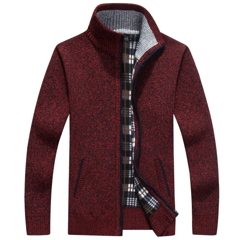 Krohn-e | Strickjacke mit Karofutter Wollmischung Warm und Stilvoll