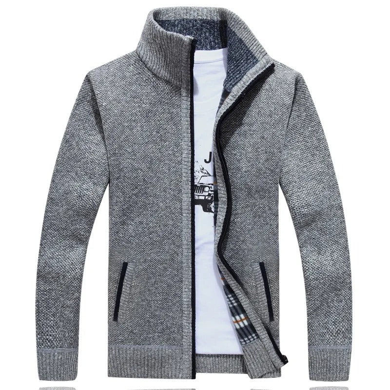 Krohn-e | Strickjacke mit Karofutter Wollmischung Warm und Stilvoll