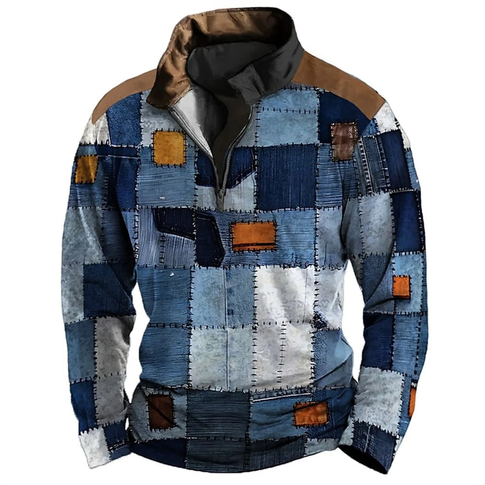 Krohn-e | Patchwork-design-jacke mit Reißverschluss Baumwolle Einzigartig und Mutig