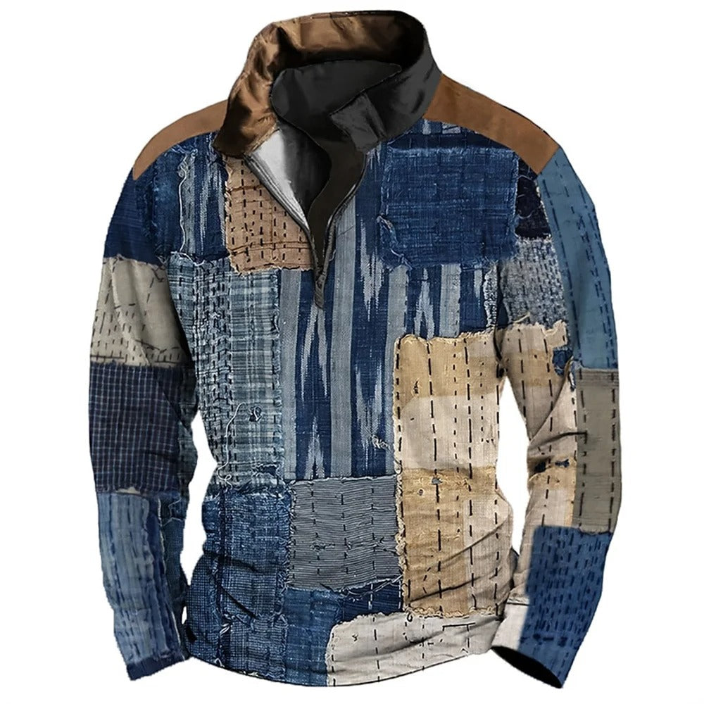 Krohn-e | Patchwork-design-jacke mit Reißverschluss Baumwolle Einzigartig und Mutig