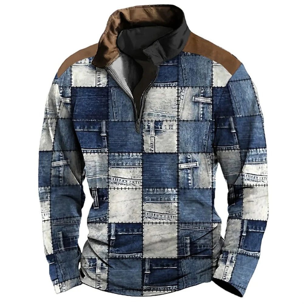 Krohn-e | Patchwork-design-jacke mit Reißverschluss Baumwolle Einzigartig und Mutig