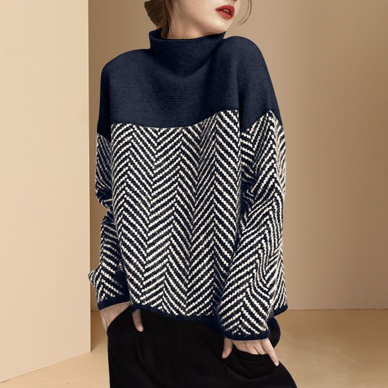Krohn-e | Lässiger Gestreifter Strickpullover mit Langen Ärmeln
