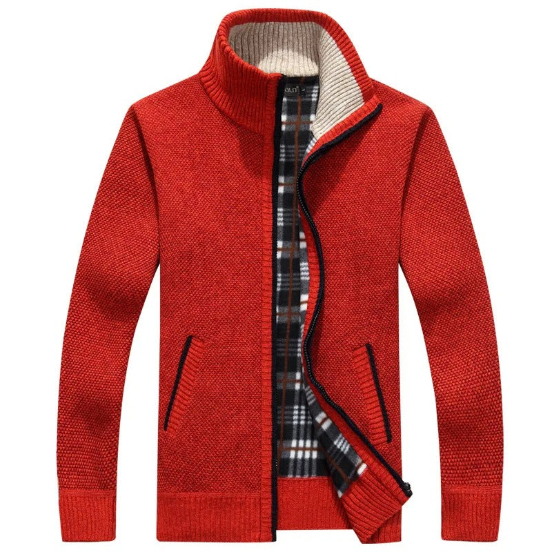 Krohn-e | Strickjacke mit Karofutter Wollmischung Warm und Stilvoll