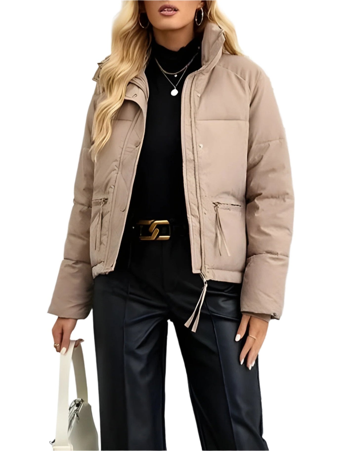 Krohn-e | Warme Damen Pufferjacke mit Reißverschluss und Hohem Kragen