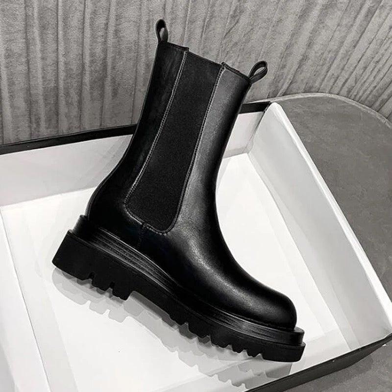 KROHN-E Damen Stiefel Klassisch Eco-Leder Rutschfeste Sohle
