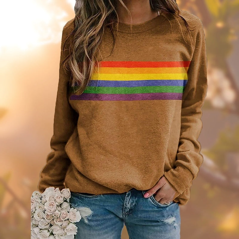 Lia Damenpullover: Bequemer Pullover mit Regenbogenmuster