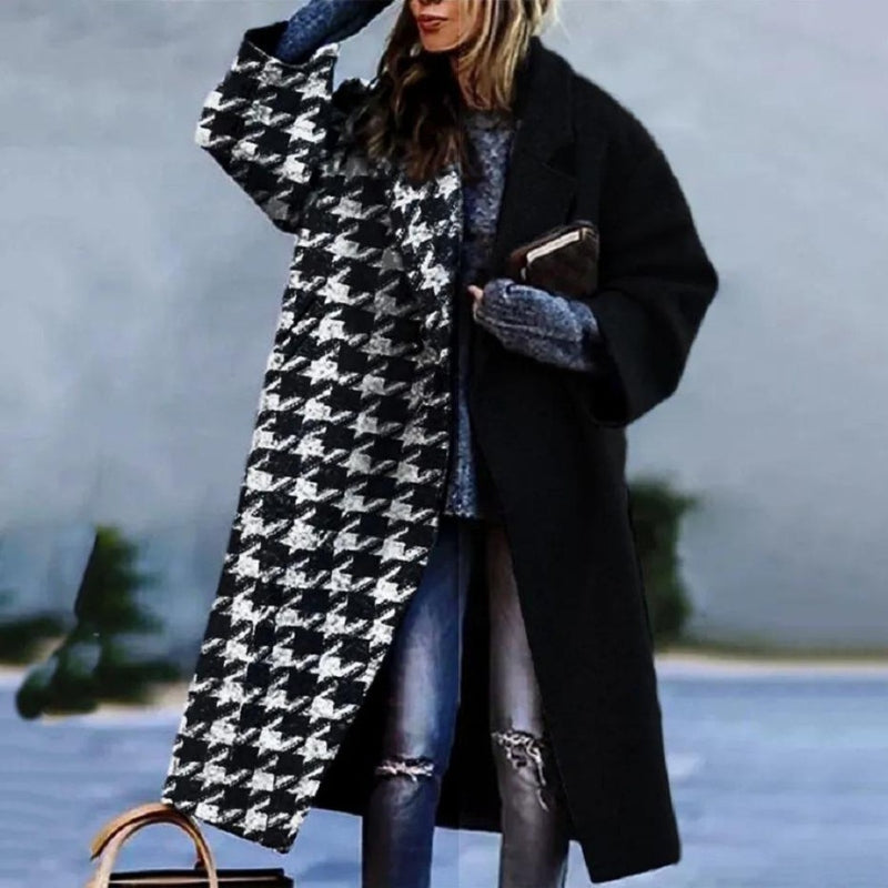 Elegantes Damen-Langmantel mit modischen Designerprints