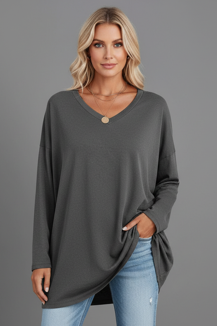 Vesperina | Damen V-Ausschnitt Langarmshirt