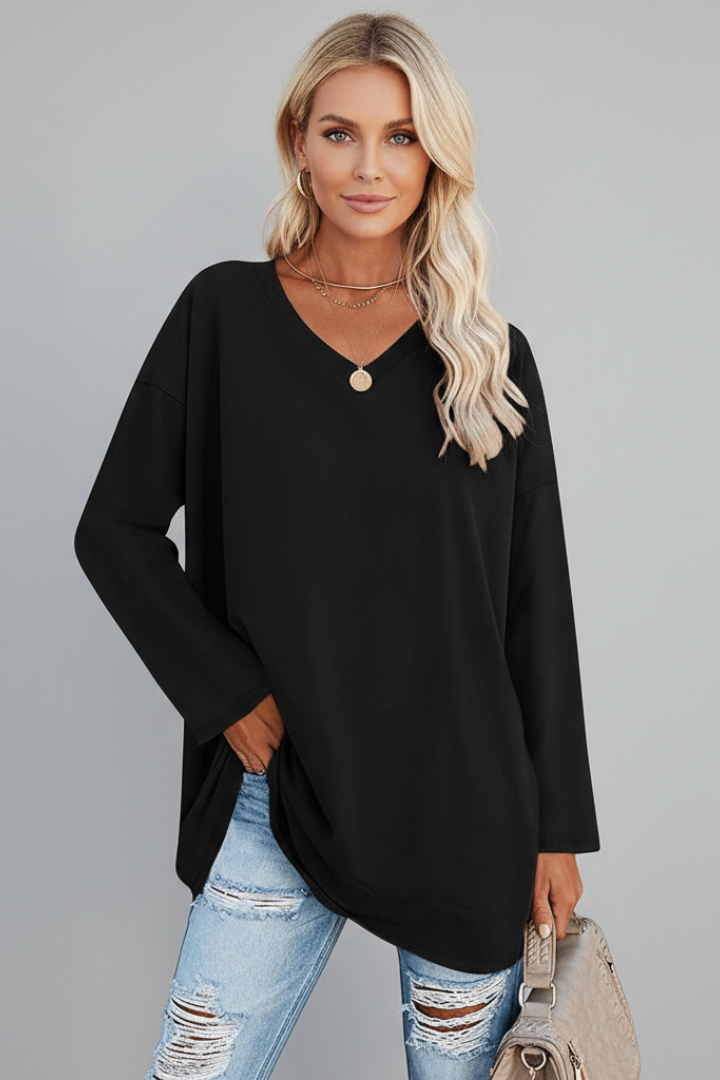 Vesperina | Damen V-Ausschnitt Langarmshirt