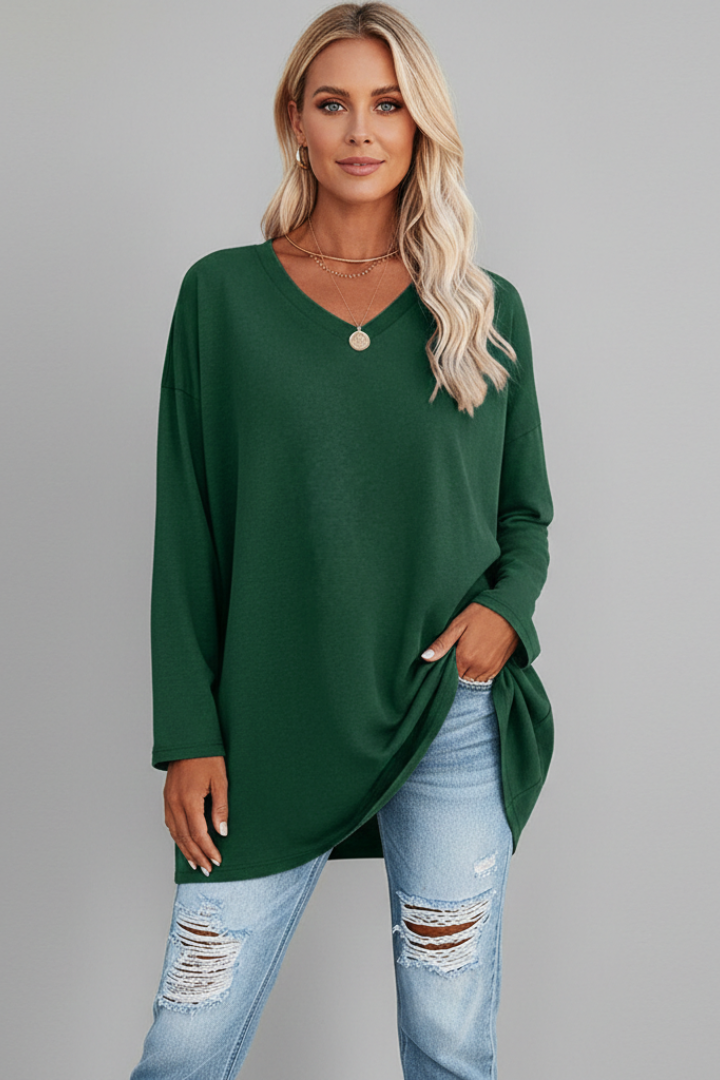 Vesperina | Damen V-Ausschnitt Langarmshirt