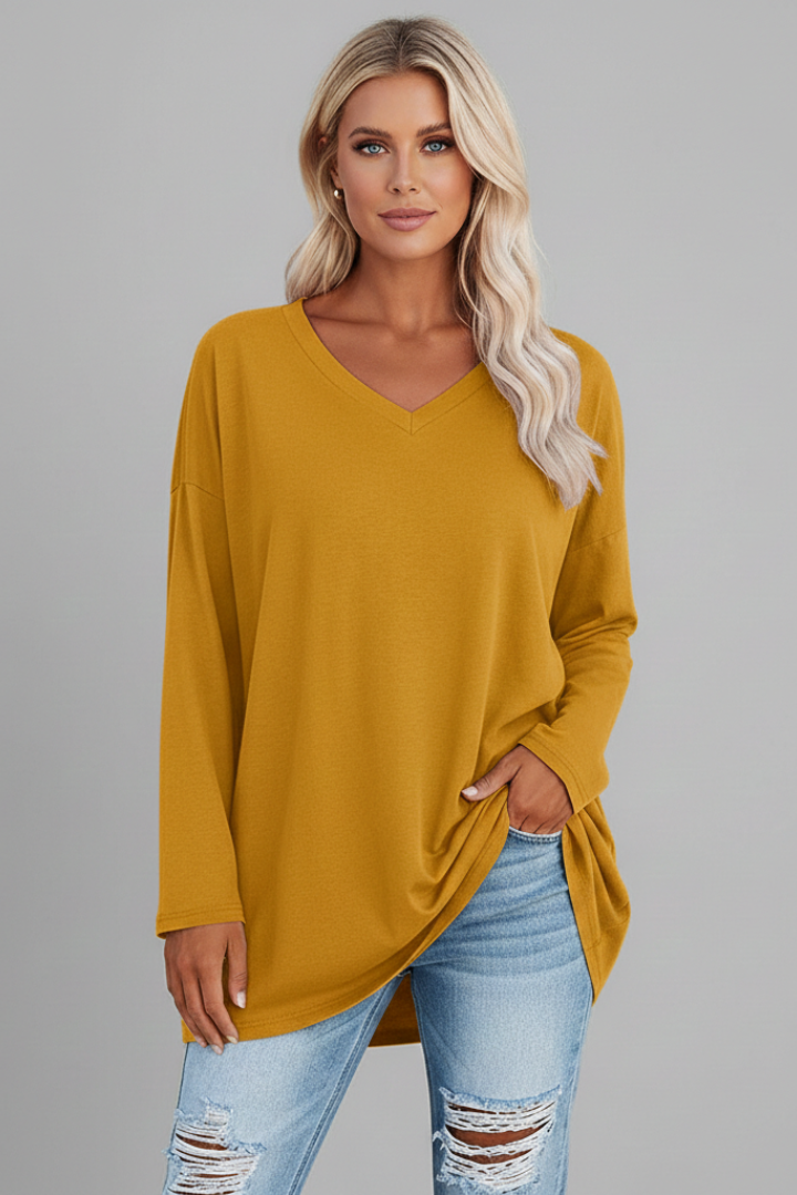 Vesperina | Damen V-Ausschnitt Langarmshirt