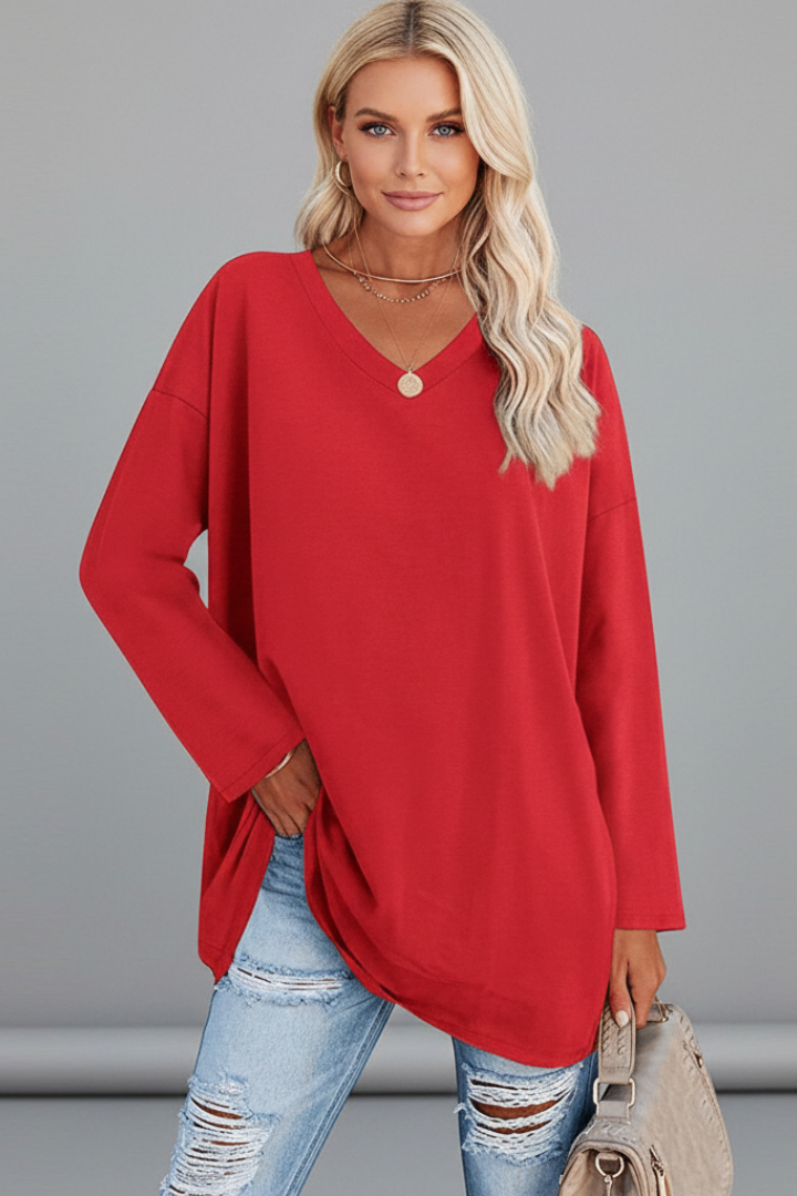 Vesperina | Damen V-Ausschnitt Langarmshirt