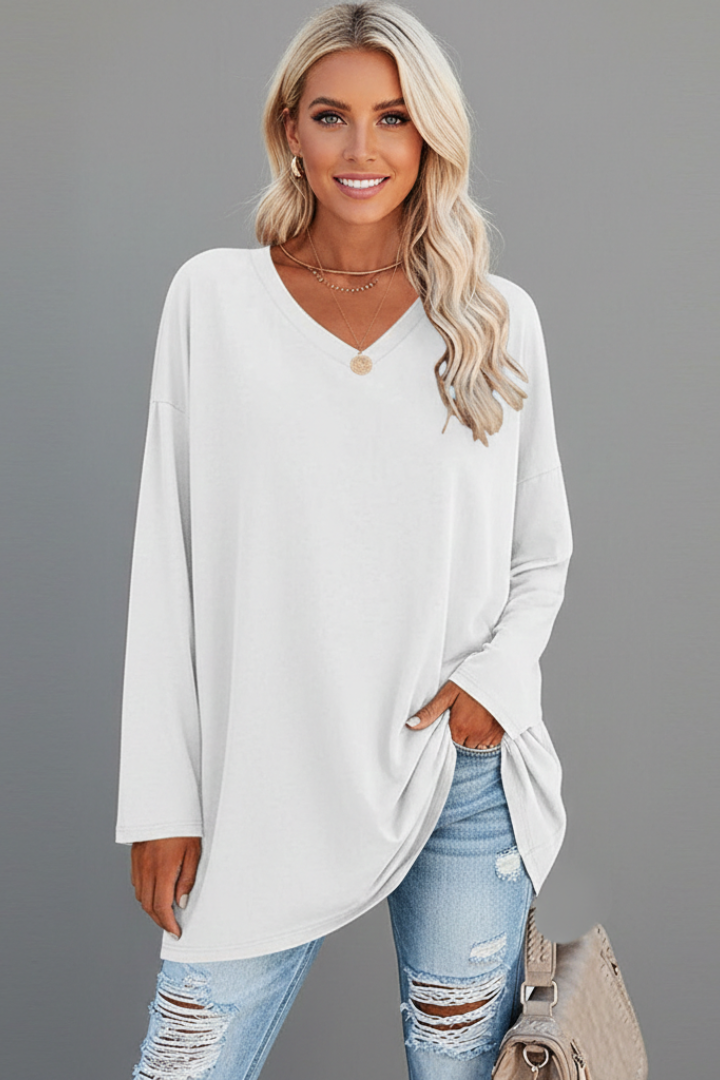 Vesperina | Damen V-Ausschnitt Langarmshirt