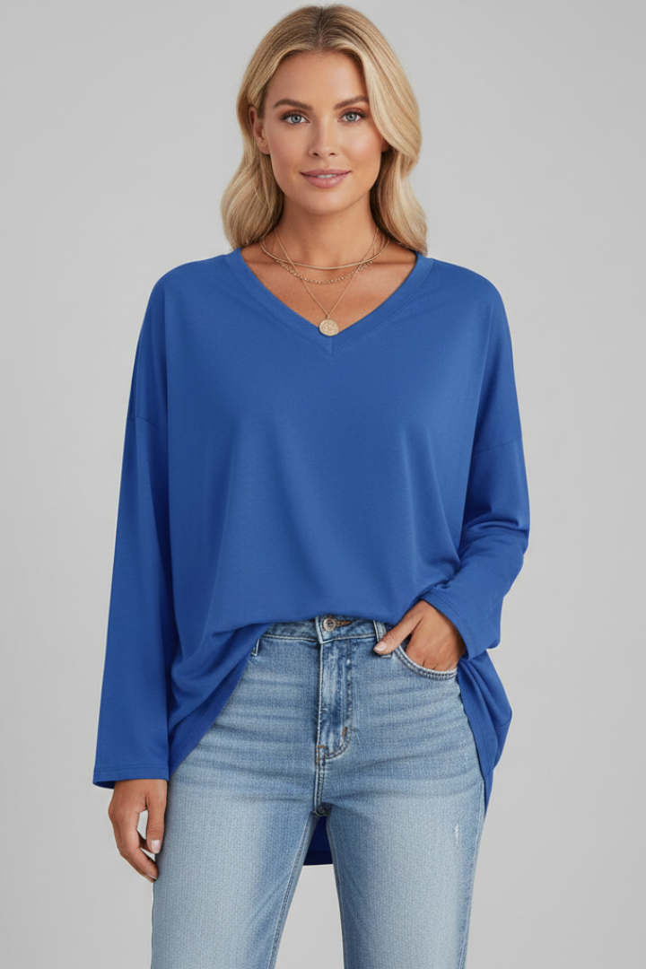 Vesperina | Damen V-Ausschnitt Langarmshirt