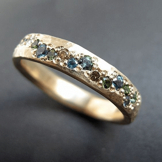 KROHN-E Damen Vintage-Ring Mehrfarbig Intarsien Design