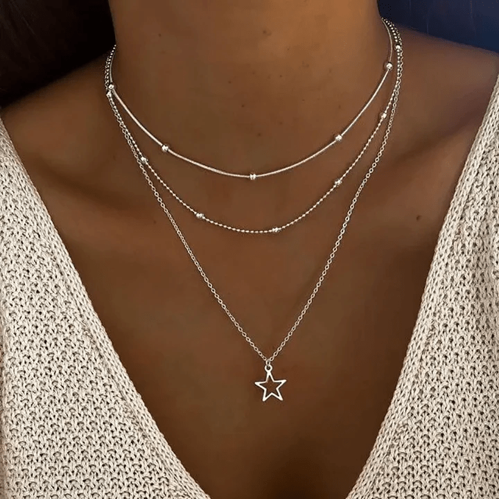 KROHN-E Damen Vintage Stern-Anhänger Zeitloses Design Schmuck