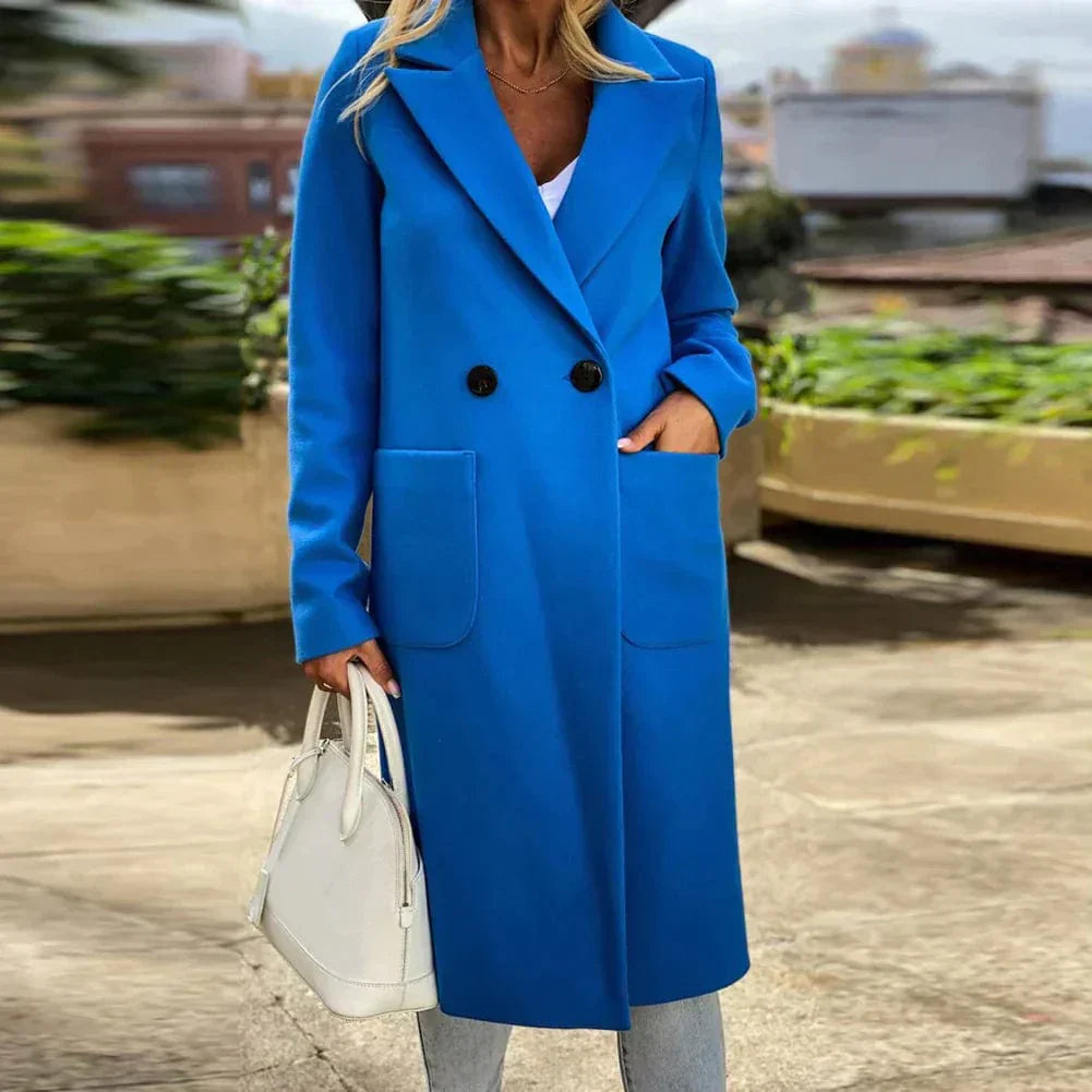 Elegantes, langes Wollmäntel mit Reverskragen von Josepha