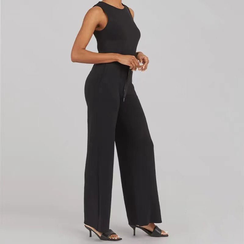 KROHN-E Damen Jumpsuit Verstellbare Träger Weite Beine Ärmellos