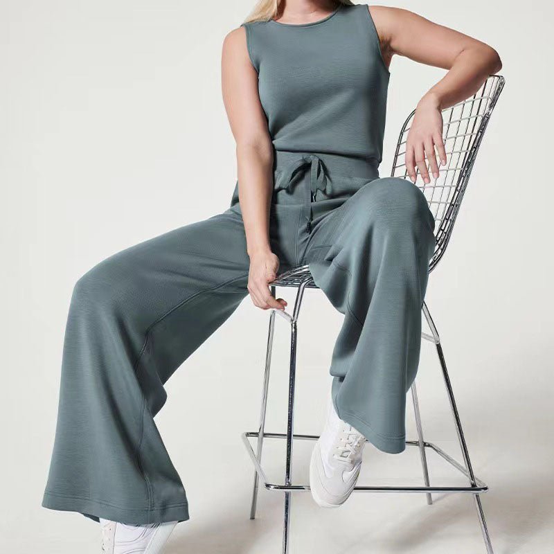 KROHN-E Damen Jumpsuit Verstellbare Träger Weite Beine Ärmellos