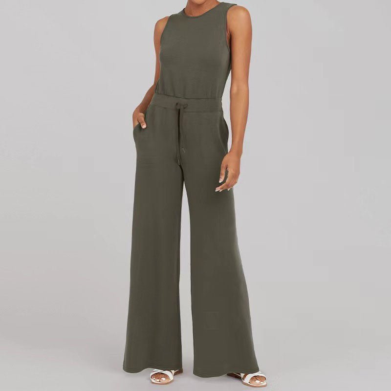 KROHN-E Damen Jumpsuit Verstellbare Träger Weite Beine Ärmellos