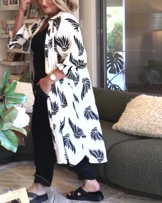 Gedruckter Avelena Blazer mit Revers und Knöpfen