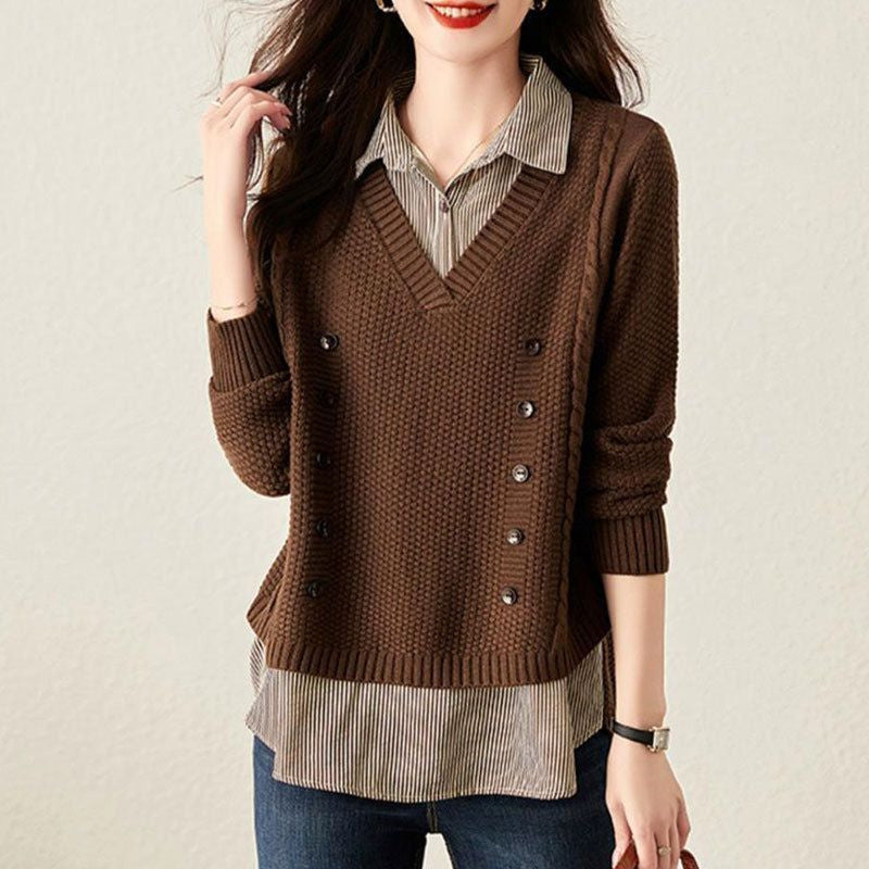 Damenoberteil Tahir: Zweiteiliger Strickpullover