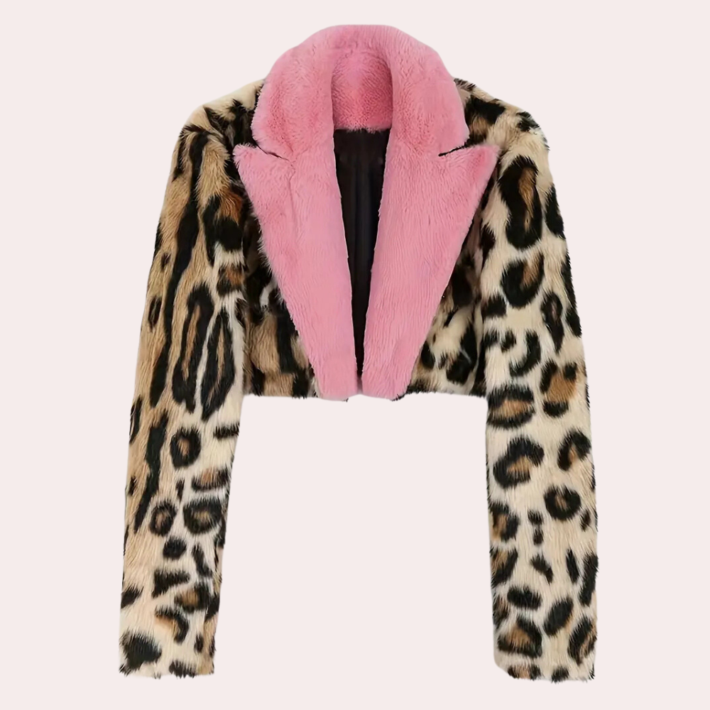 Krohn-e | Winter Pelzmantel mit Leopardenmuster für Damen