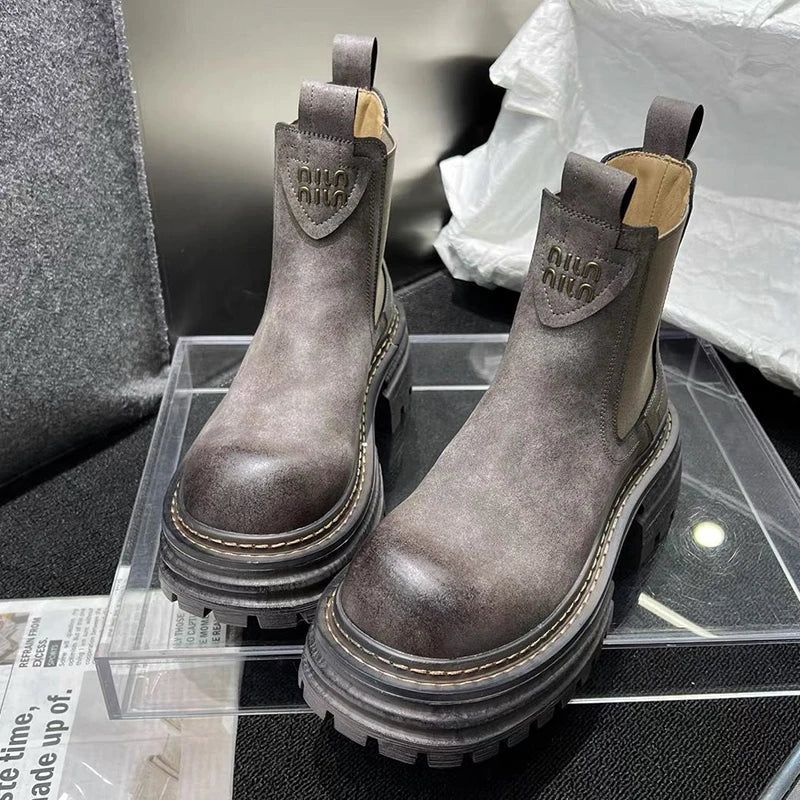 Denny Damen Chunky Plateau Schnürstiefeletten