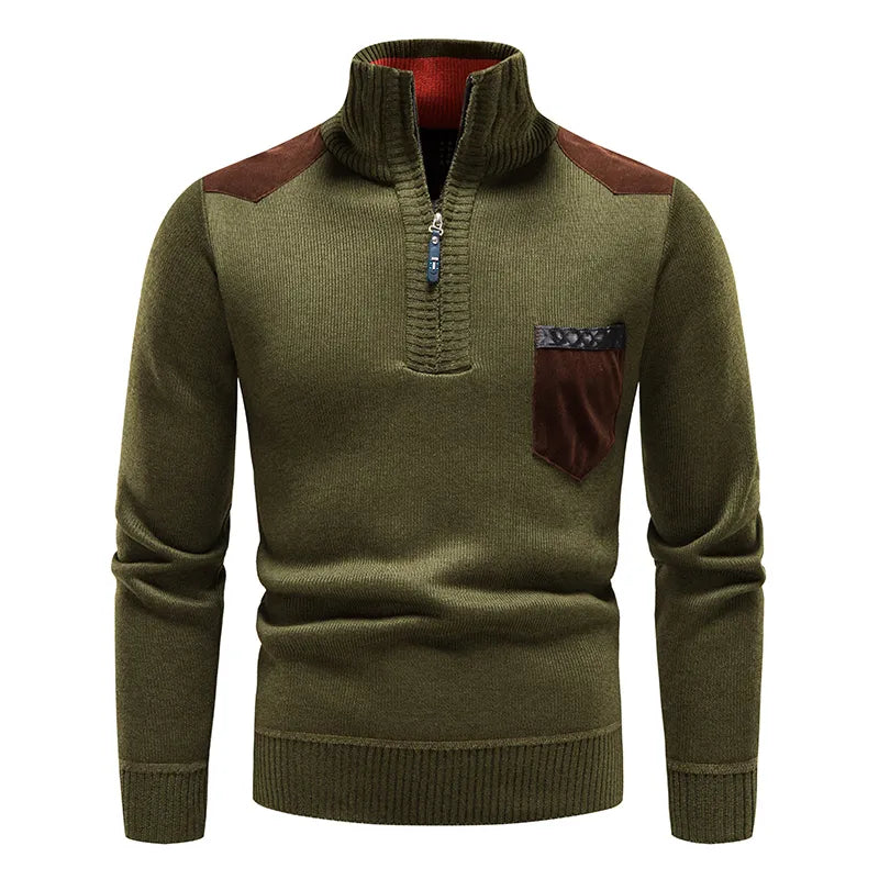 Herrenpullover mit Rollkragen und Reißverschluss