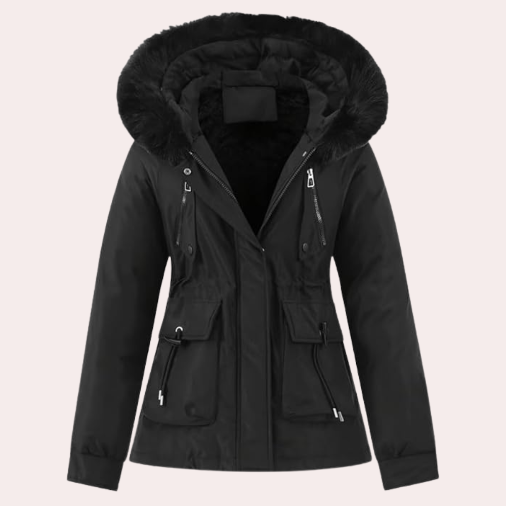Krohn-e | Damen Winterjacke mit Kapuze und Warmfutter
