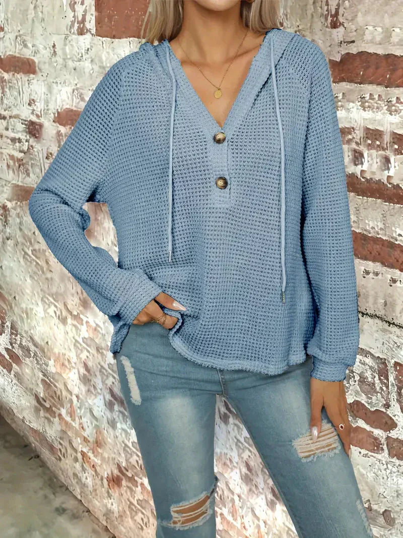 Fudus Kapuzenpullover: Knopfverschluss & Kordelzug