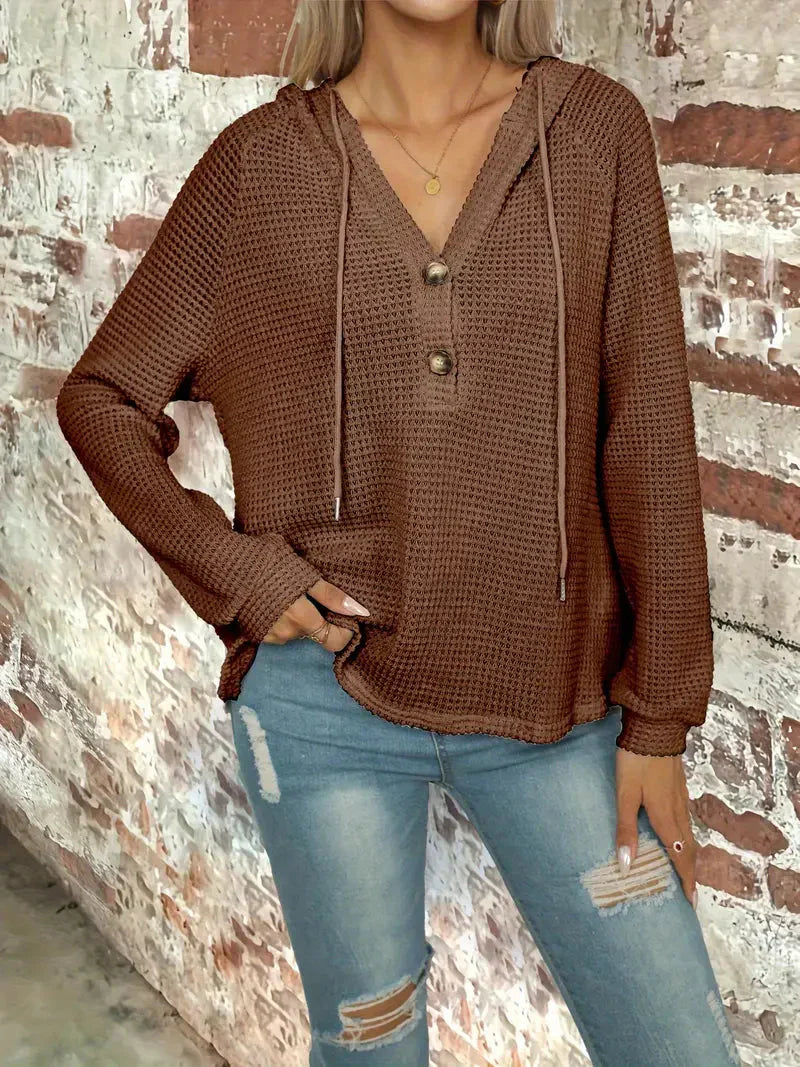 Fudus Kapuzenpullover: Knopfverschluss & Kordelzug