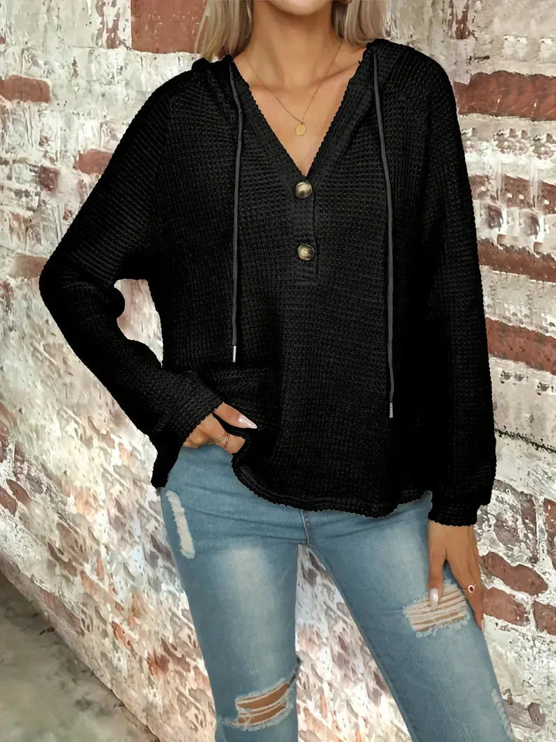 Fudus Kapuzenpullover: Knopfverschluss & Kordelzug