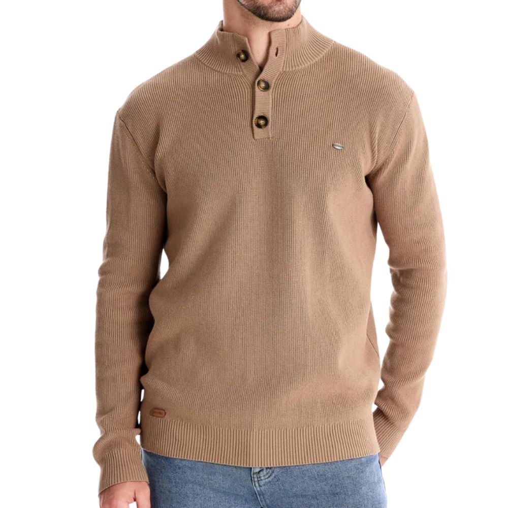 Männersweater Sebastian: Warmer Freizeitpullover mit Knöpfen