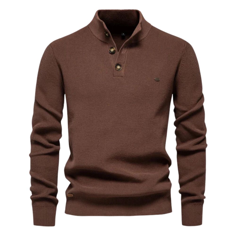 Männersweater Sebastian: Warmer Freizeitpullover mit Knöpfen